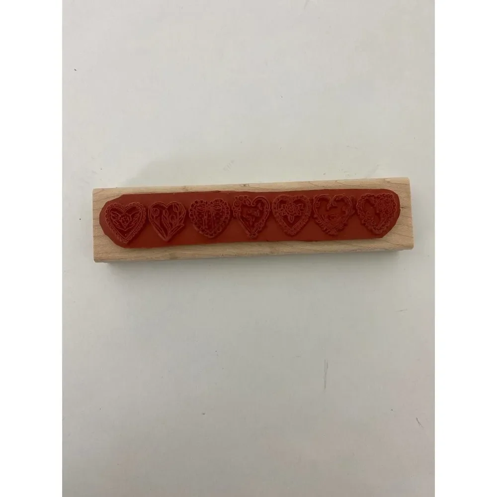 Vintage Wood Rubber Stamp Hearts I Love You Scrapbooking Crafts